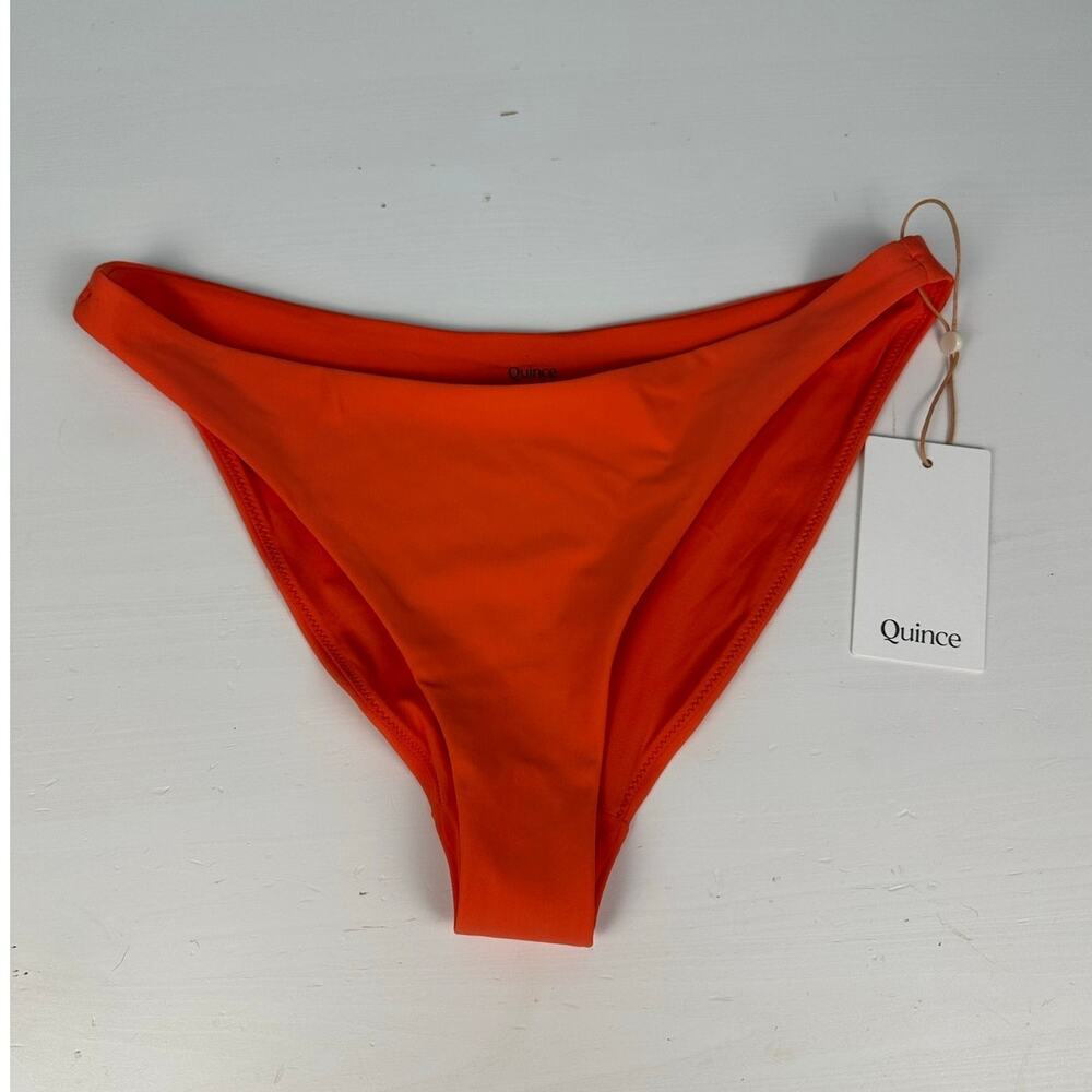 Quince Italian High Leg Bikini Bottom Orange Size Small NEW NWT